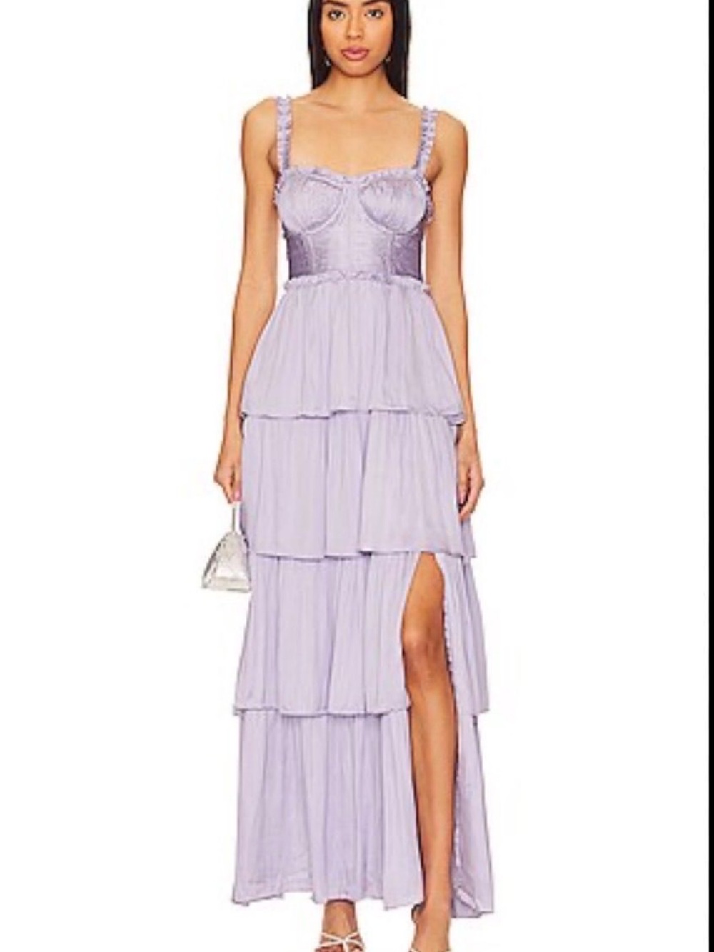 Altar'd State Lilac Tiered Maxi Dress with Corset Bodice